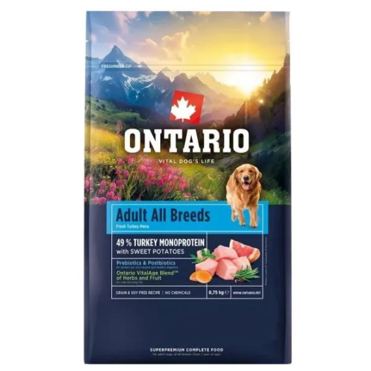 Hrana Ontario Adult All Breeds Monoprotein Puretina i batat 0,75 kg