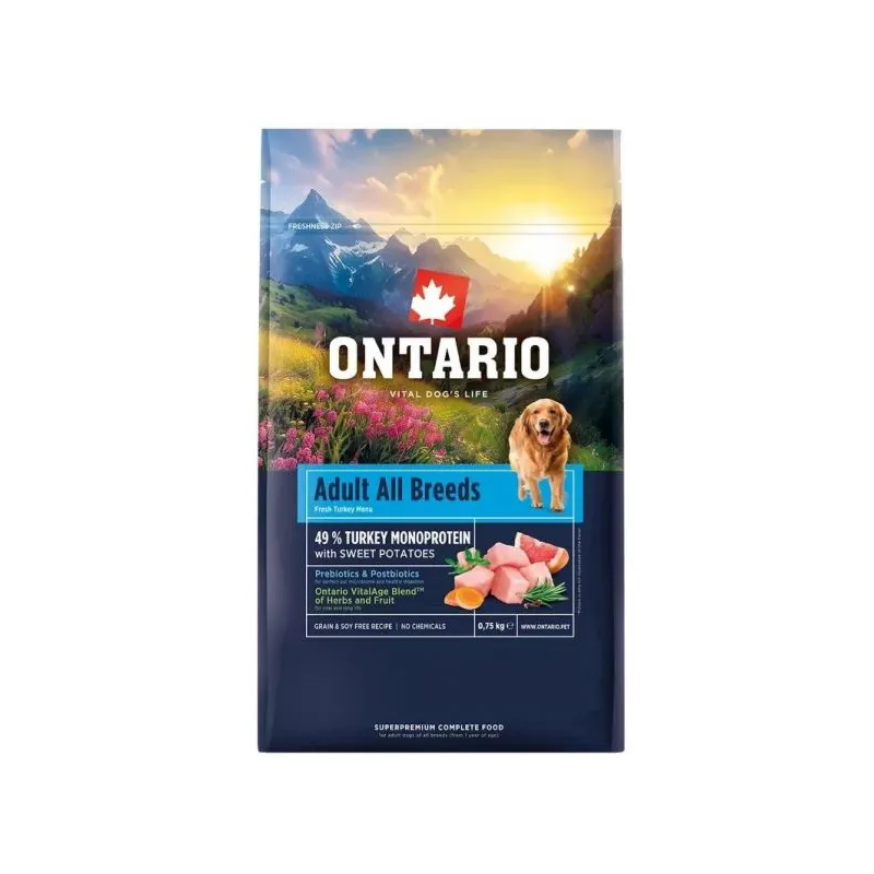 Hrana Ontario Adult All Breeds Monoprotein Puretina i batat 0,75 kg