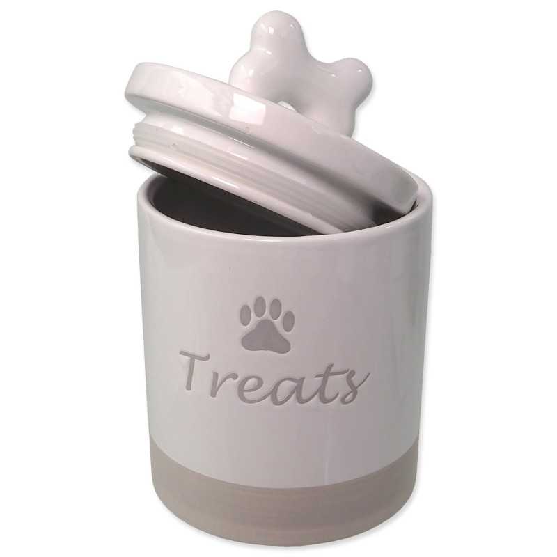 Posuda Dog Fantasy keramička za poslastice bijela s ručkom 13,5x21,5cm, 1500ml
