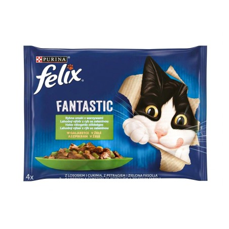 Nestlé FELIX Fantastic Fish Selection – mokra hrana za mačke u želeu, višestruko pakiranje (4 vrećice po 85 g)