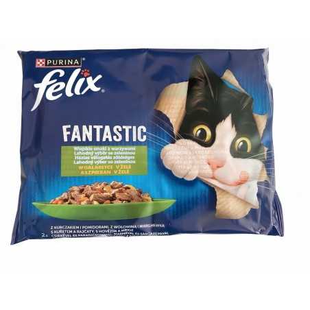 Nestlé FELIX Fantastic cat Multipack piletina s rajčicama & govedina s mrkvom žele vrećica 4x85 g