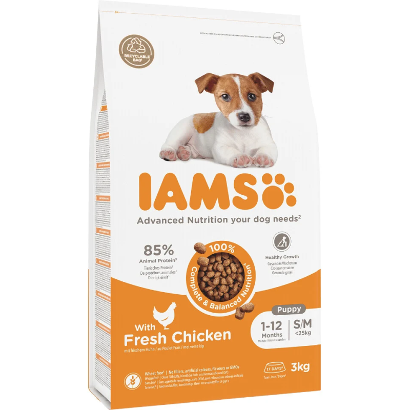 Hrana za štence IAMS Dog Puppy Small & Medium Piletina 3kg