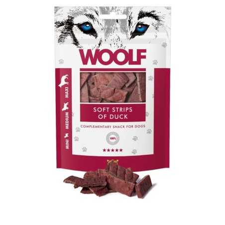 Woolf poslastica za pse – meke trakice s patkom, 100 g