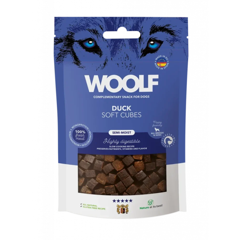 Poslastica Woolf Dog Soft Cubes Duck 100 g