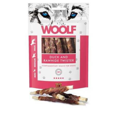 Pamlsok Woolf Dog Duck and Rawhide Twister 100g