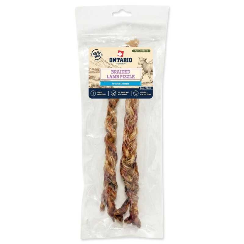 Poslastica Ontario Pure Nature sušeni pleteni janjeći penis 2 komada 15 cm