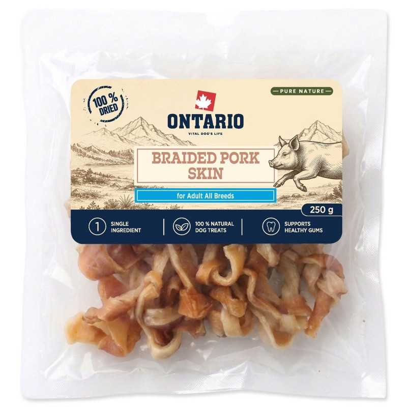 Poslastica Ontario Pure Nature Sušena Pletena Svinjska Koža, 250 g